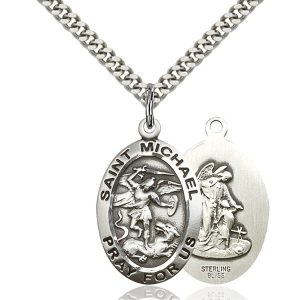 St. Michael the Archangel/Guardian Angel Medal - Sterling Silver