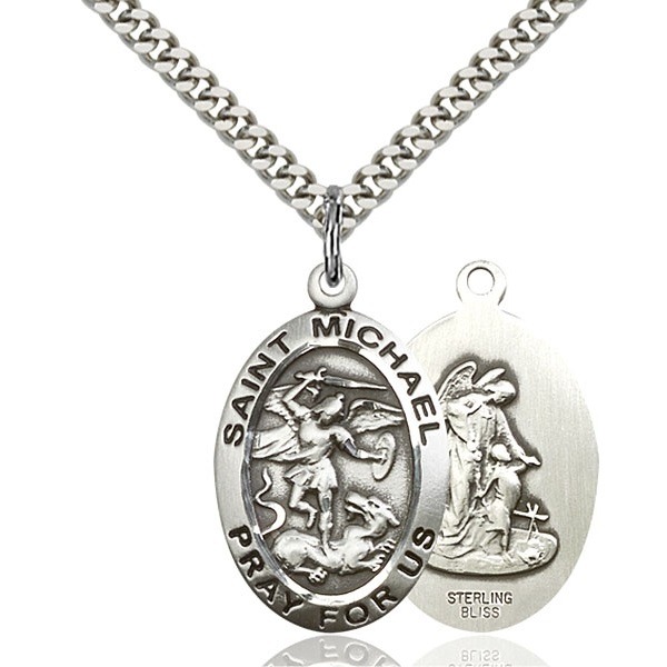St. Michael the Archangel/Guardian Angel Medal - Sterling Silver