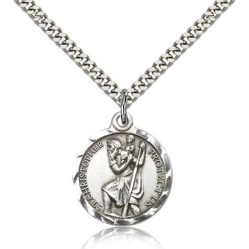 St. Christopher Medal - Round - Sterling Silver