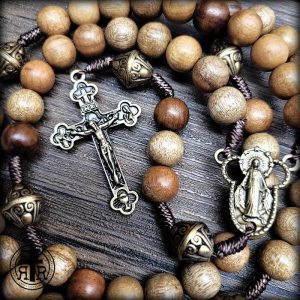 Elegant Handcrafted Natural Wooden Catholic Rosary
