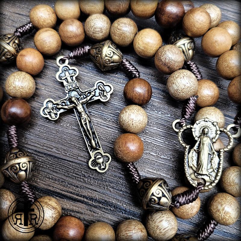 Elegant Handcrafted Natural Wooden Catholic Rosary
