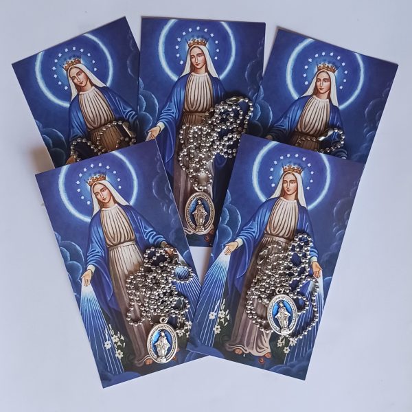 Blue Miraculous Medal with Holy Card