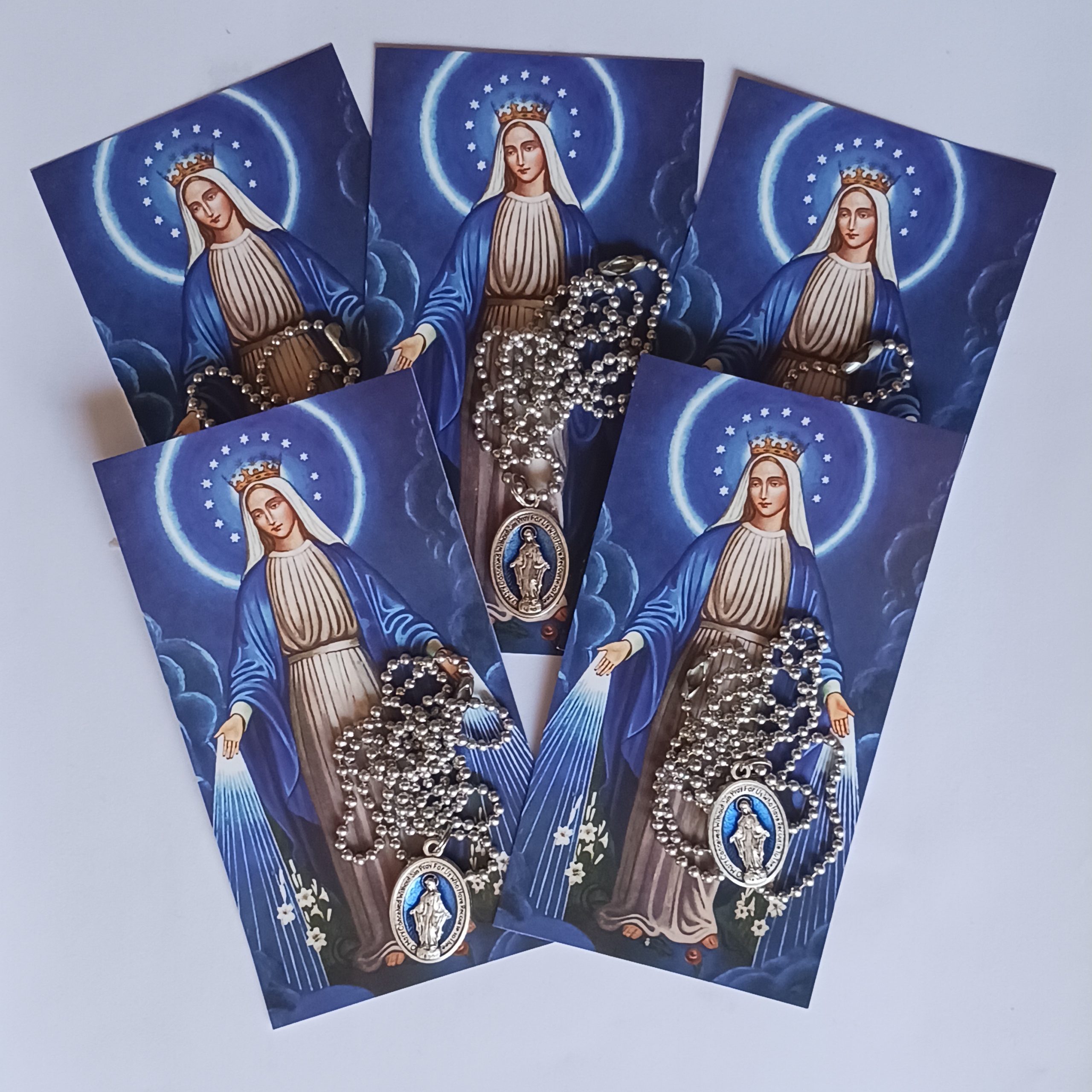 Blue Miraculous Medal with Holy Card