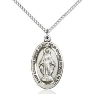 Miraculous Medal - Sterling Silver - 7/8"