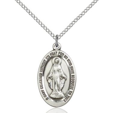 Miraculous Medal - Sterling Silver - 7/8"