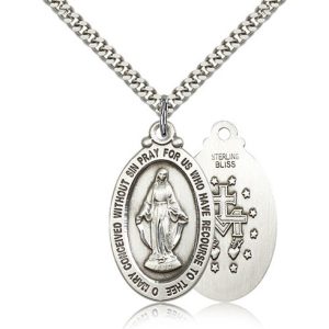 Miraculous Medal - Sterling Silver - 1-1/8"