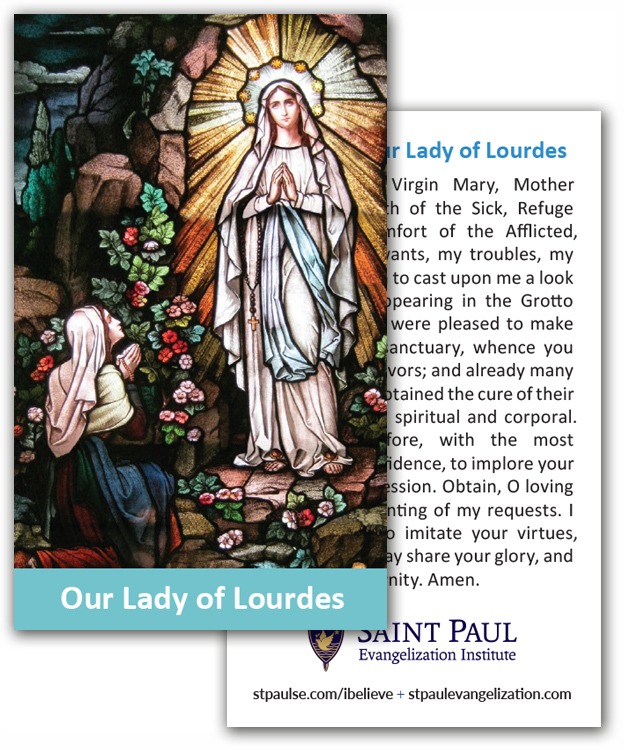 Holy Cards - Our Lady of Lourdes (100 Pack)