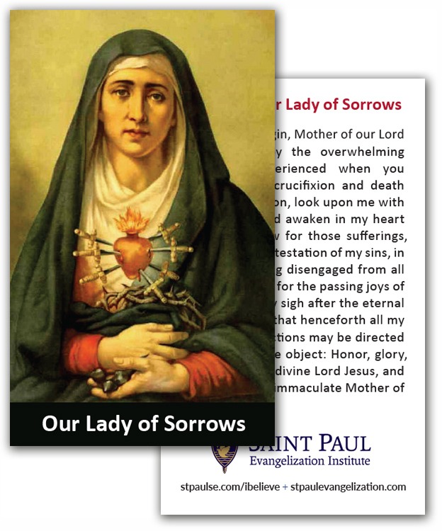 Holy Cards - Our Lady of Sorrows (100 Pack)