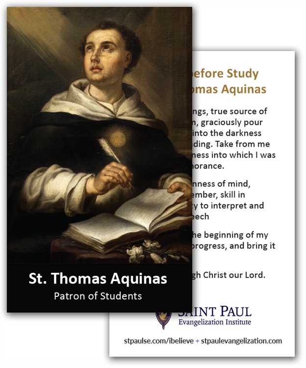 Holy Cards - St. Thomas Aquinas - Patron of Students (100 Pack)
