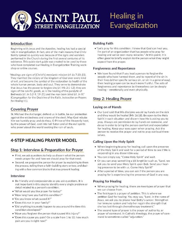 Healing in Evangelization Quick Start Guide