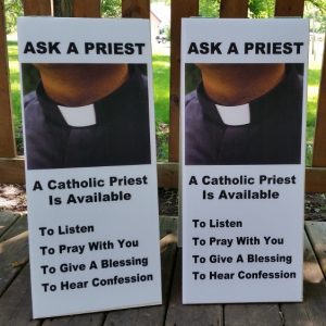 Ask-A-Priest Sign