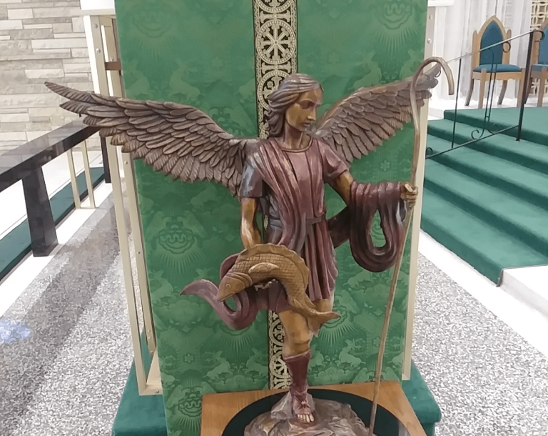 Saint Raphael Statue Installation